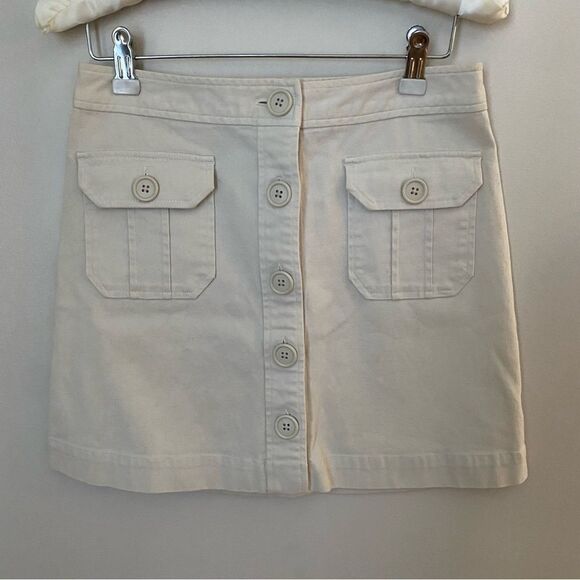 Gap Skirt Khaki Button Front Y2K Summer 2003 Pockets Neutral Trendy Casual - Picture 1 of 8